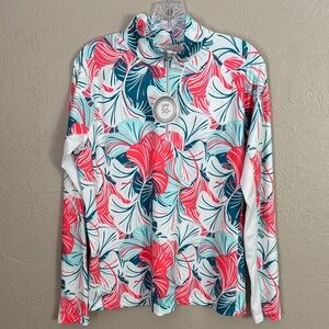 Lady Hagen Performance Golf Long Sleeve Top Tropical Print NWT UPF 50+ Medium